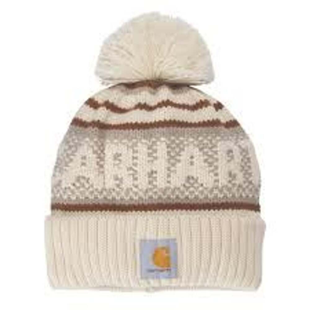 Carhartt Women's Cuffed Beanie with Pom Pom Oat Milk